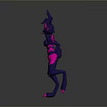 3D Cyberpunk Rabbit Character With Violet Pink Neon Accents And Futuristic Design