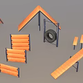 Wooden Playground Equipment With Ramps Benches Tires And Steps For Kids