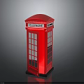 Red Telephone Booth Classic Architecture With Glass Windows And Iconic Design
