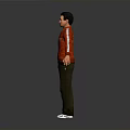 Man in Red Jacket with Dark Pants and White Shoes Standing with Arms Outstretched