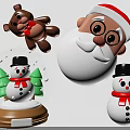 Cute Teddy Bear with Santa Hat and Snowman in Christmas Snow Globe
