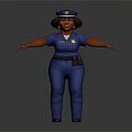 3D Police Officer Character with K9 Dog Standing Arms Outstretched in Blue Uniform