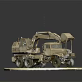 Vintage Multi Wheel Functional Vehicle Model With Excavator Bucket On Base 3d model