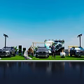Outdoor Vehicle Display Event With Multiple Cars On Grass And Decorative Lights
