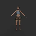 Adventurous Female Game And Movie Character With Blue Top Short Pants And Boots