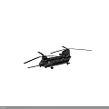 Twin Rotor Heavy Lift Helicopter With Gray Military Body And Landing Gear Wheels