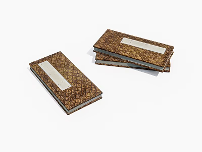 Two Brown Cover Books With Geometric Pattern And White Label Design 3d model