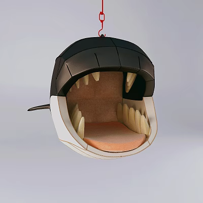 Unique Shark Head Shaped Chandelier With Sharp Teeth And Black White Finish 3d model