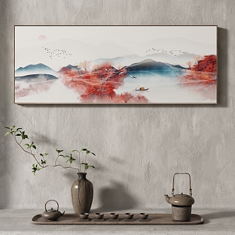 New Chinese Landscape Painting Texture Decoration Painting Italian Minimalist Landscape Painting 3d model