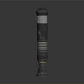 Futuristic Cylindrical Metal Weapon With Circular Rings Shiny Reflective Surface And Hollow Tip