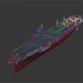 Modern Aircraft Carrier With Aircraft On Flight Deck Gray Hull And Red Bottom Design