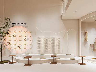 MAC VINE KAFEI Mall Store Modern Minimalist With Stepped Seating Wall Decor And Open Space 3d model