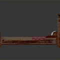 Classic Wooden Bed With Carved Headboard Column Design Brown Quilt Red Blanket And White Pillows