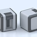 Modern Cube Shaped White And Gray Small Appliances With Control Panel 3d model
