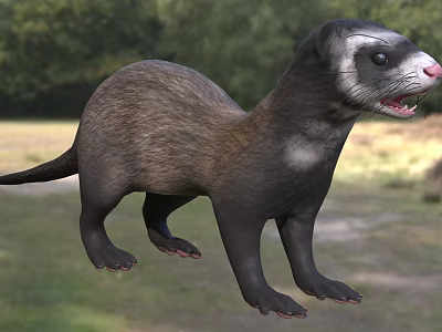 Brown And Black Scaled Reptile Standing In Natural Woodland Grassland Habitat 3d model