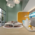 Modern Kindergarten Interior Design With Colorful Walls And Cozy Sofas 3d model