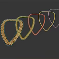 Elegant Orange Geometric Shaped Jewelry Featuring Connected Links in Curved Reflective Design