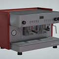 Café Modern Professional Coffee Machine With Red And Silver Design And Espresso Functionality 3d model