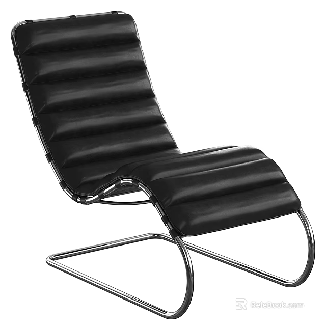 Modern Black Lounge Chair With Sleek Metal Frame And Comfortable Design 3d model 