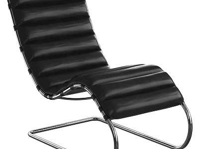 Modern Black Lounge Chair With Sleek Metal Frame And Comfortable Design 3d model