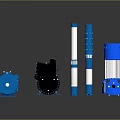 Various Types of Industrial Water Pumps with Blue and Black Components