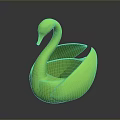 Vibrant Green Swan Shaped Decorative Container With Smooth Glossy Surface