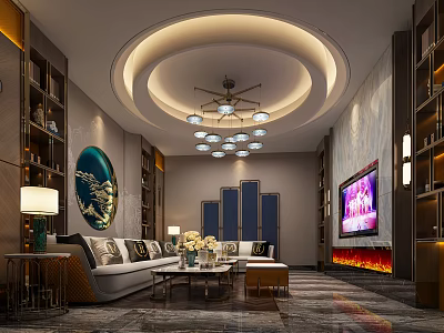 Modern KTV Lounge Interior Design With Comfortable Sofa And LED Lighting 3d model