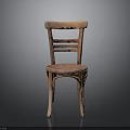 Classic Wooden Chair Furniture With Slatted Backrest Round Seat And Sturdy Frame