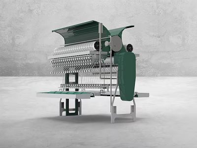 Green Industrial Equipment With Metal Frame Conveyor System And Multiple Racks 3d model