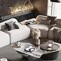 Elegant Modern Living Room With White Sofa Round Coffee Table Set And Accent Chairs Decor