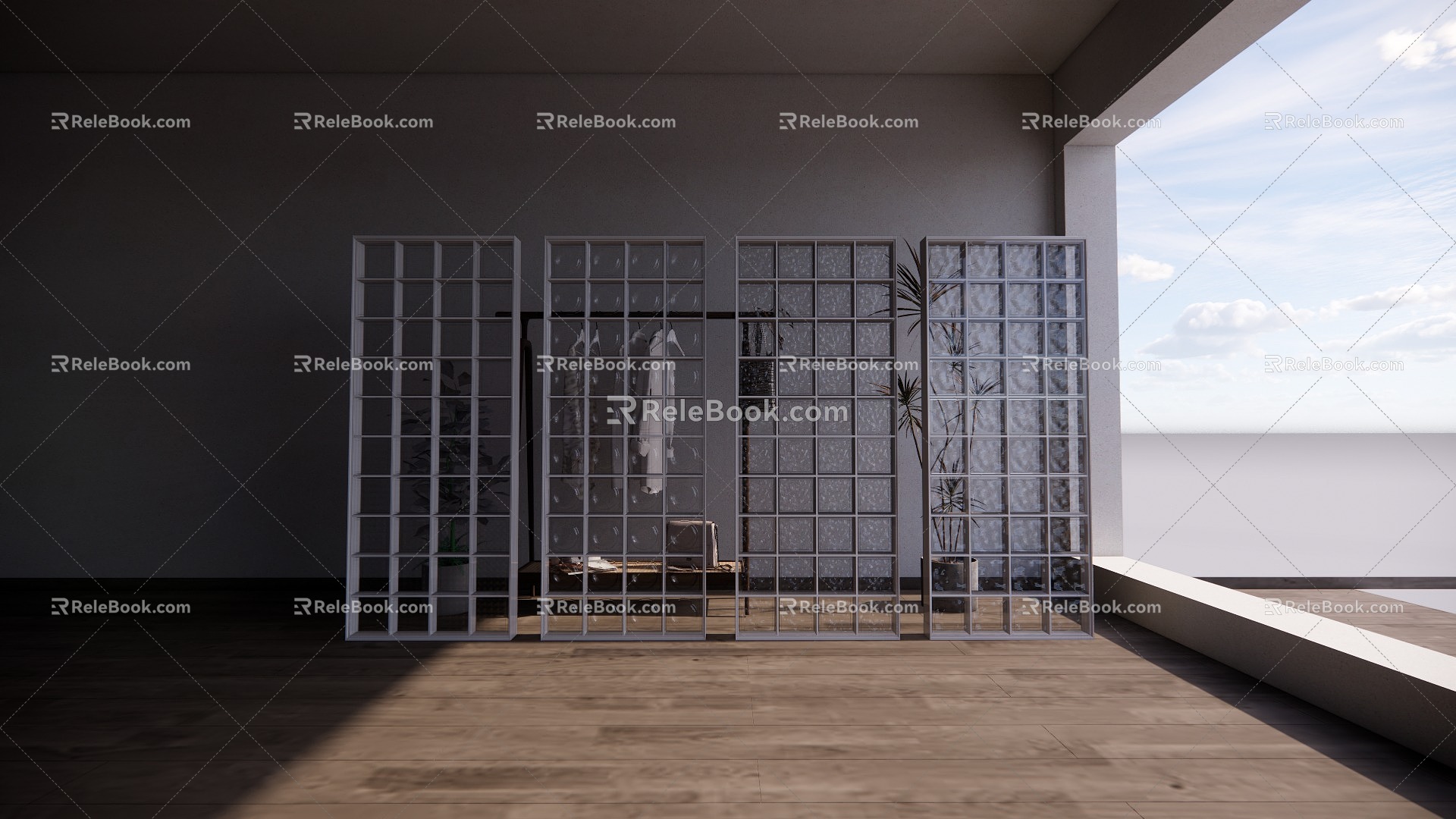 Modern glass brick glass brick partition 3d model