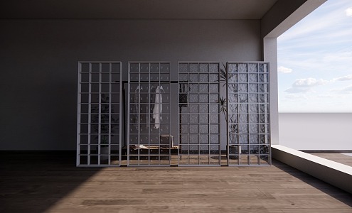 Modern glass brick glass brick partition 3d model