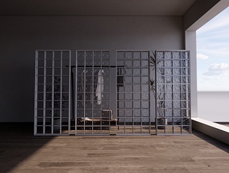 Modern glass brick glass brick partition 3d model