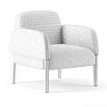 Modern Beige Fabric Single Sofa With Curved Arms And Black Legs