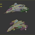 Two Futuristic Silver Sci Fi Spaceships With Streamlined Design And Engines 3d model