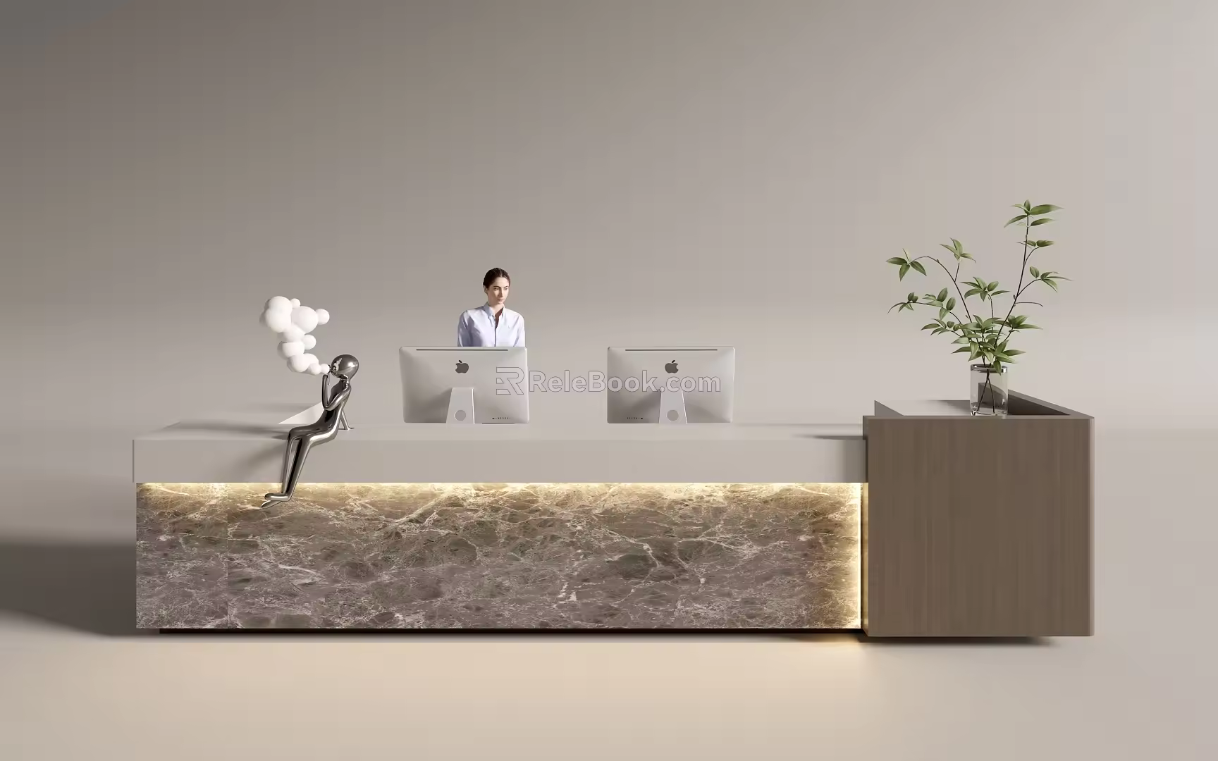 Modern Company Reception Area Bar Reception Desk 3d model