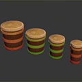 Set of Different Sizes Wooden Storage Buckets for Household Daily Use