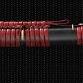 Traditional Sword With Black Scabbard Red White Cord Wrap Gold Handle And Silver Blade