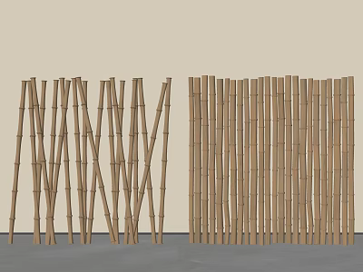 Bamboo Room Divider With Vertical And Crossed Sticks For Interior Design 3d model