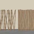 Bamboo Room Divider With Vertical And Crossed Sticks For Interior Design