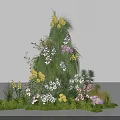 Tiered Floral Display With Colorful Yellow White Pink Purple Blooms And Green Plants
