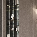Modern Decorative Cabinet With Marble Texture Multi Layer Design And Decorative Items Books Sculptures Vases