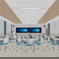 Modern School Classroom Interior With Ergonomic Tables Chairs And Large Digital Screens