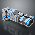 Sci Fi Weapon 3D Model With Blue White Gray Design And Glowing Green Elements 3d model