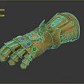 Golden Infinity Gauntlet Sculpture With Colorful Gems And Intricate Carved Details