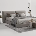 Modern Double Bed Interior Design with Upholstered Headboard Bedside Tables and Decorative Pillows