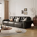 Retro Black Full Grain Leather Multi Seater Sofa Ideal For Warm Stylish Living Room Decor