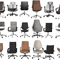 Various Modern Office Chairs With Different Styles And Colors For Workspace 3d model