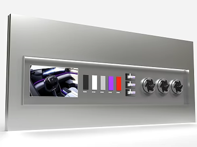 Car Dealership Vehicle Configuration Panel With Interior Display Color Swatches And Knobs 3d model