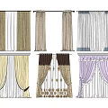 Stylish Curtain Designs Featuring Various Colors And Elegant Decorative Patterns 3d model
